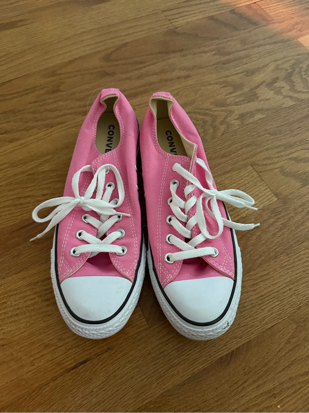 Converse Women Pink Low-Top Canvas Sneakers with White Trim